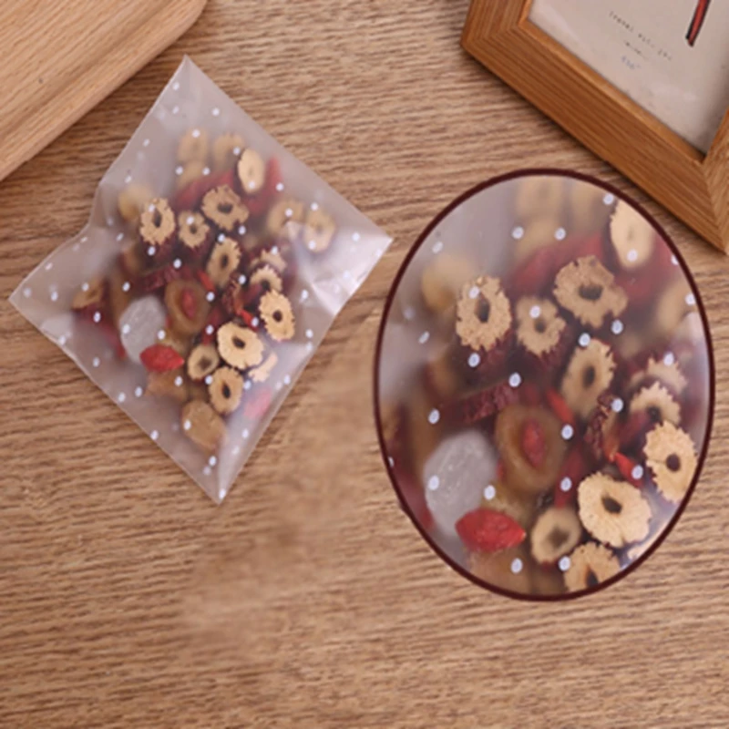 100 шт пластиковые прозрачные пакеты в горошек маленькие Ziplock упаковка для пищевых продуктов Чистая Свежая сохраняя пылезащищенную конфету для хранения печенья
