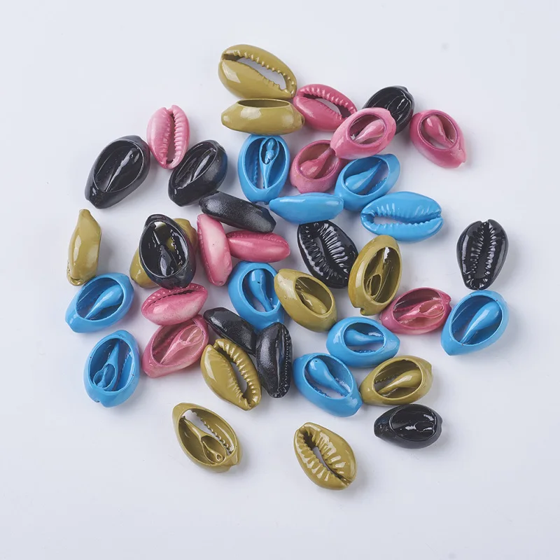 40 шт./компл. смешанные цвета Cowrie ракушки овальные Окрашенные без отверстий бусины
