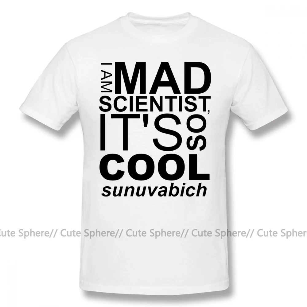 Футболка с надписью «Steins Gate» и надписью «I AM MAD SCIENTIST»; футболка с графическим принтом для мужчин; потрясающая Классическая хлопковая футболка с коротким рукавом; большие размеры - Цвет: White