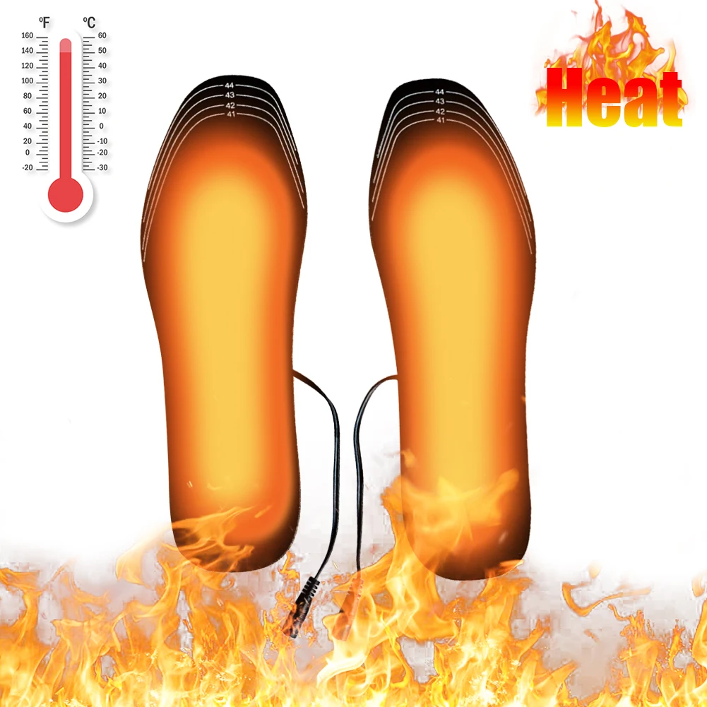 

New USB Electric Powered Plush Fur Heating Insoles Winter Keep Warm Foot Shoes data line + Insole For Men And Women 1Pair