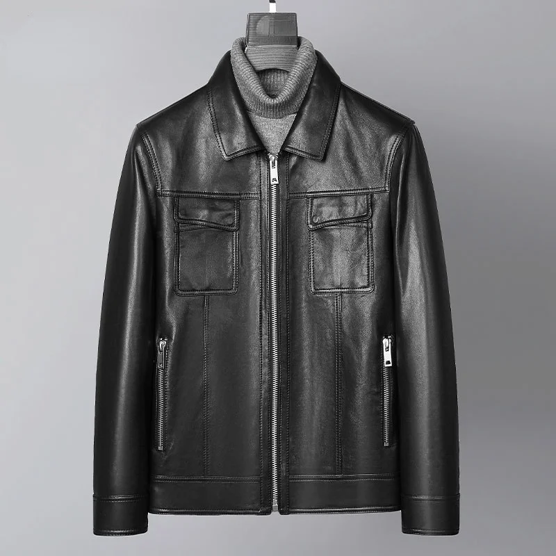 

Autumn Men's Genuine Leather Jacket Spring Real Goatskin Leather Jackets Male Slim Korean Outwear Casual Chaquetas Hombre SQQ926