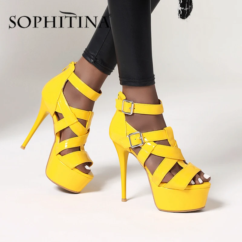 Женские туфли лодочки SOPHITINA узкий ремешок украшение на щиколотке платформа