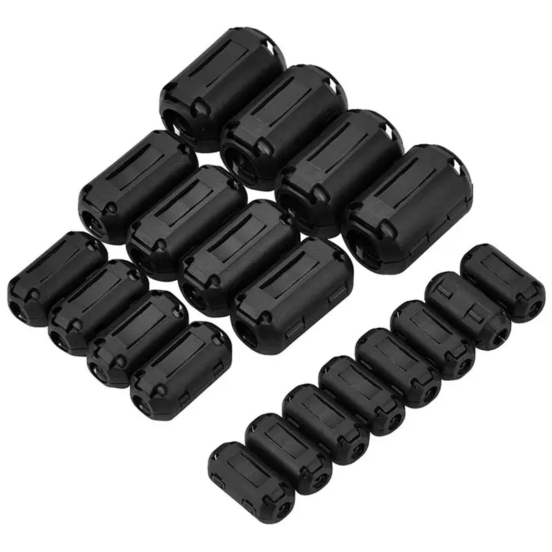 20 Pieces Clip-on Ferrite Ring Core RFI EMI Noise Suppressor Cable Clip for 3mm/ 5mm/ 7mm/ 9mm/ 13mm Diameter Black | Обустройство