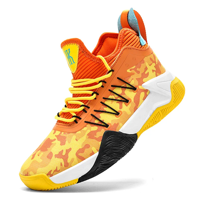 Fashion Orange Men's Basketball Shoes High Top Non-Slip Platform Sneakers Man Orginal Basketball Culture Streetball Shoes Men