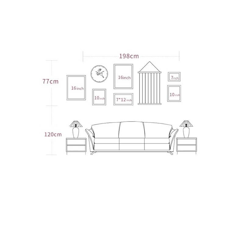 

6pcs/set Living Room Sofa Background Wall Photo Frame For Picture Nordic Modern Style Picture Frame Set With Clock Wall Painting