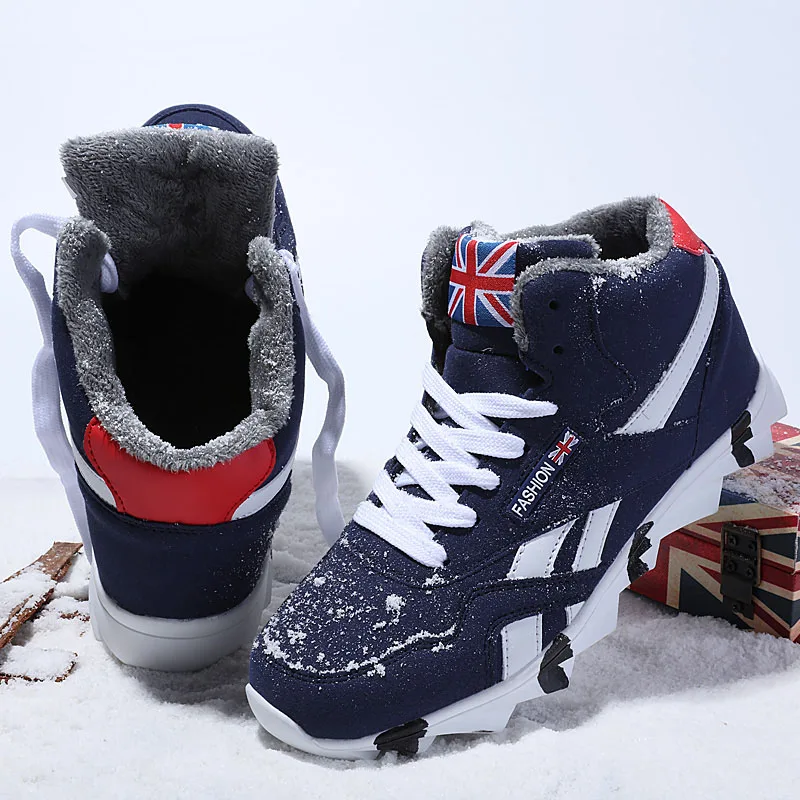 Blue FUR-4 Boomlight/большие размеры 38-49; Мужская обувь из Вулканизированной Ткани; однотонные мужские кроссовки в стиле ретро на шнуровке с закрытым носком; зимняя мужская обувь из хлопчатобумажной ткани; sapatos - Цвет: Blue FUR-4