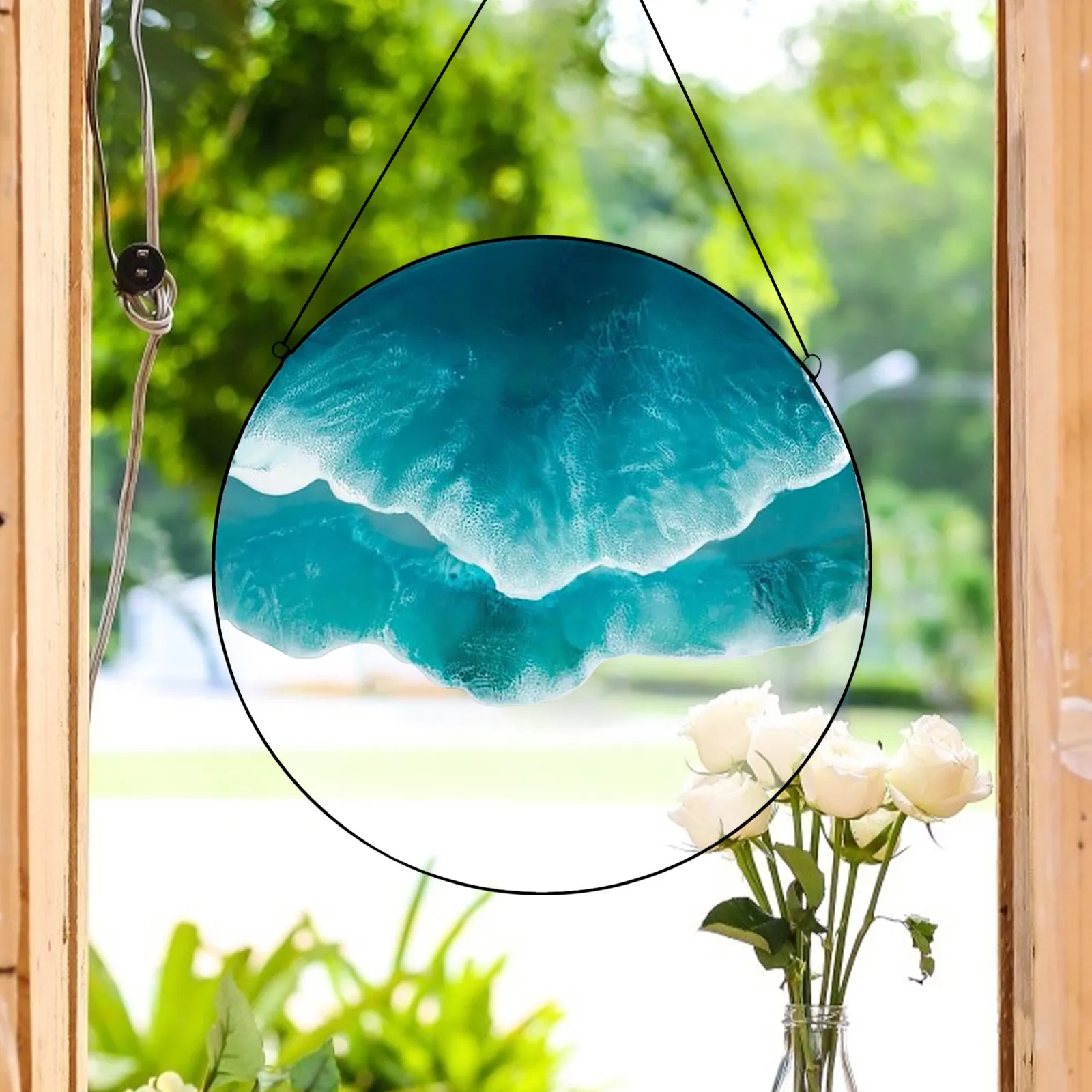 Океан настенная волнистая Высокая витража акриловое украшение стеклянная