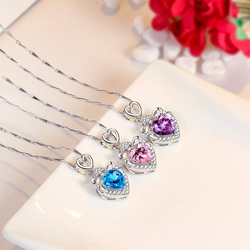 

LLP33 S925 серебряные ювелирные изделия ожерелье Женская цепочка до ключиц Корона любовь сердце кулон ожерелье сердце моря