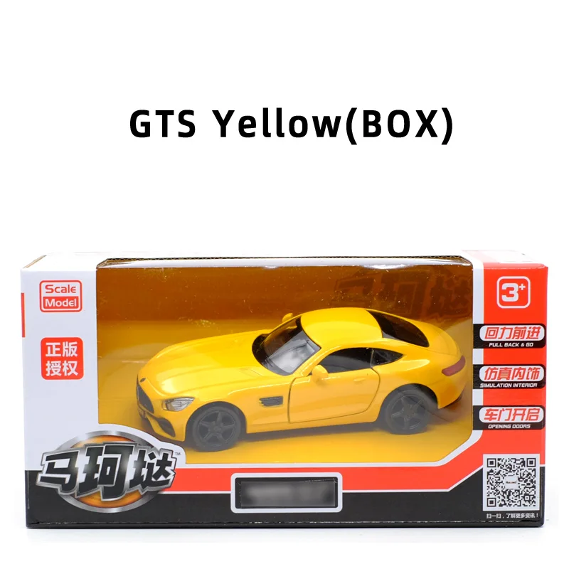 GTS YELLOW(BOX) Новое поступление RMZ город 1:36 C63S/GTS спортивный автомобиль сплав литья под давлением модель автомобиля игрушка с откатом для детей Подарки Игрушка коллекция - Цвет: GTS YELLOW(BOX)