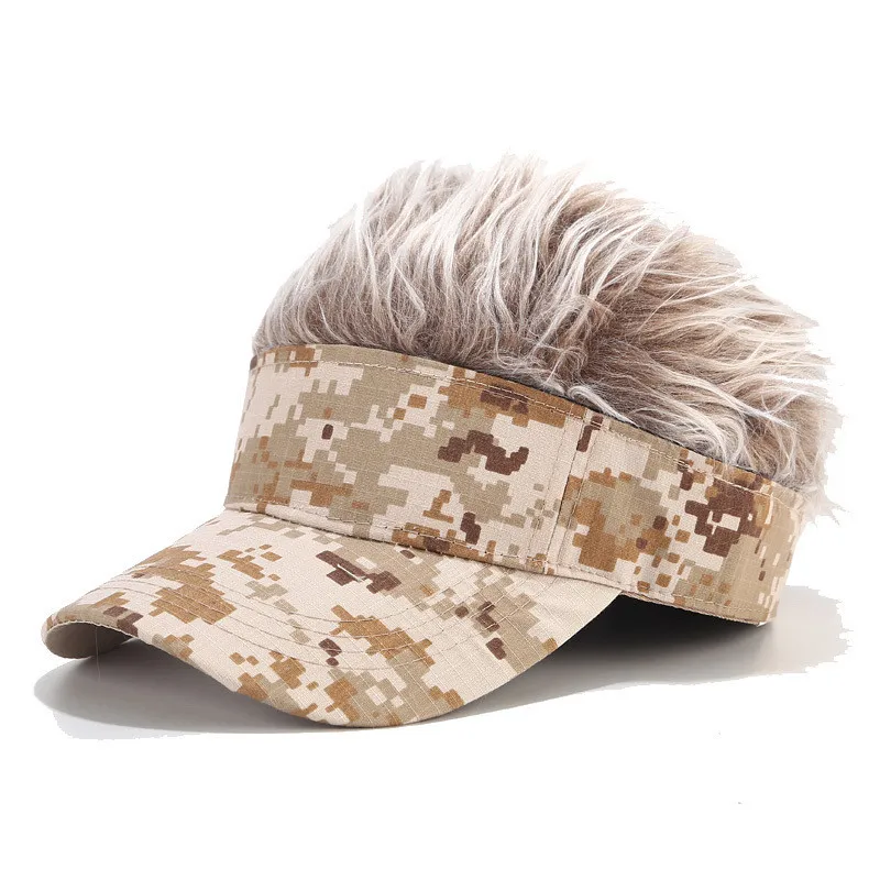 

Unisex Caps Sport Outdoor Novelty Adjustable Fake Hair Visor Sun Hat Funny Wig Baseball Cap Chemotherapy Hat