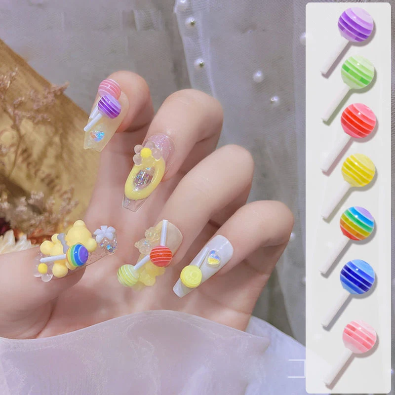 

New Listing Colorful Lollipop Nail Art Accessories Cute Style Three Dimensional Cartoon 3D Fingernail DIY Decoration