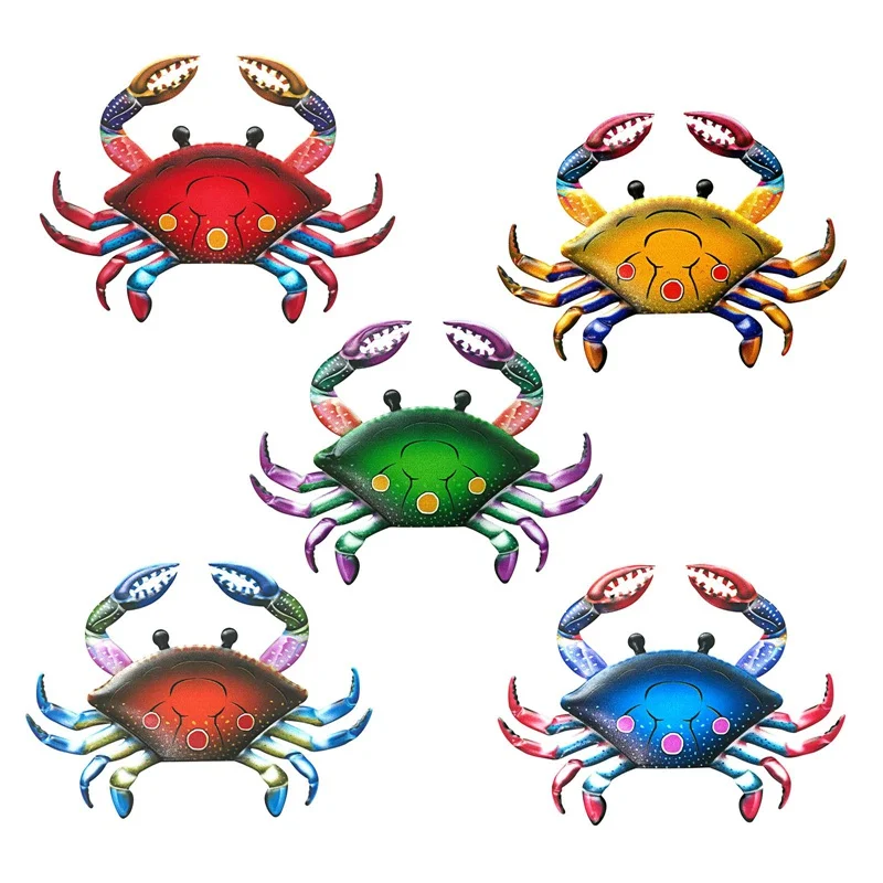 

1Pc Garden Decor Bedroom Ornament Hanging Home Wall Art Bathroom Sculpture Metal Crab Living Room Crafts Balcony