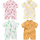 Летние хлопковые милые детские комбинезоны ; Кимоно с короткими рукавами; Пижамы; Одежда для маленьких мальчиков и девочек; Детские комбинезоны для детей 0-24 лет ; Детские комбинезоны