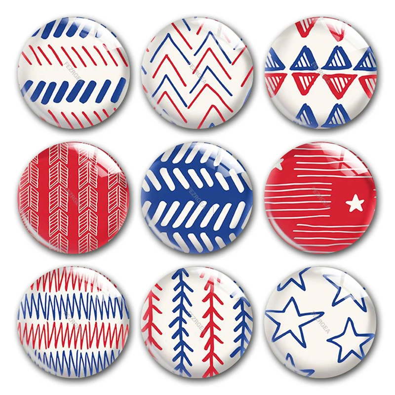 Ручная работа синий и красный цвета июля 4th с геометрическим узором Круглый Фото