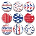 Ручная работа, синий и красный цвета июля 4th с геометрическим узором Круглый Фото Стекло кабошоны демо с плоской задней частью 