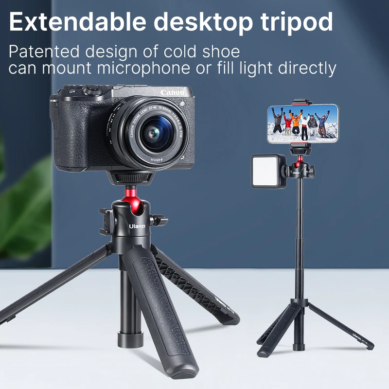 

Ulanzi MT-16 DSLR SLR Smartphone Vlog Tripod With Cold Shoe Phone Mount Holder for Microphone LED Light Mini Tripod