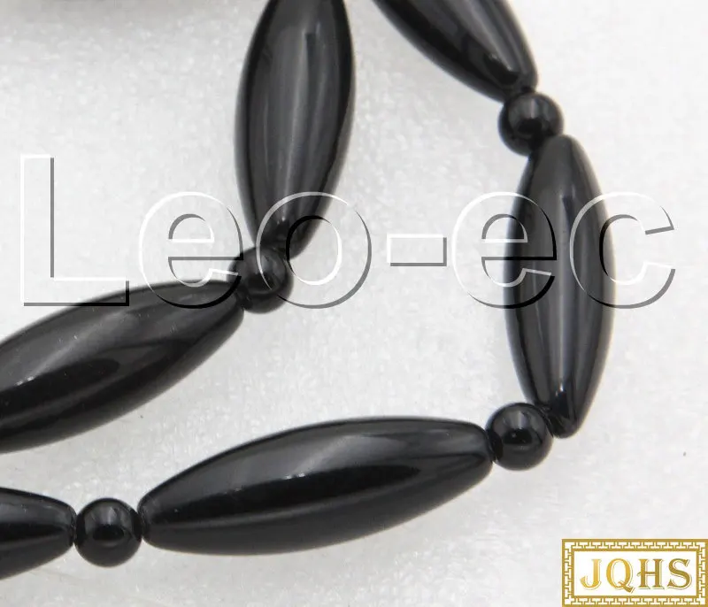 

Natural 10X30mm olive rice Black Agates Stone Beads for Jewelry Making 15" v1358