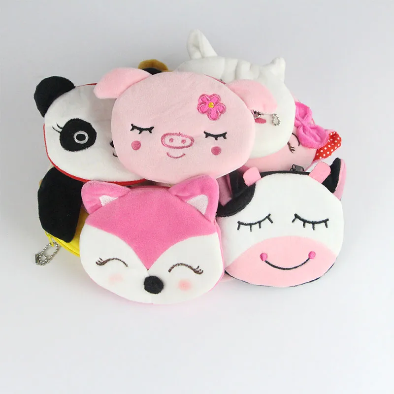 Милый плюшевый Кошелек для монет с мультяшным животным Детский кошелек на молнии