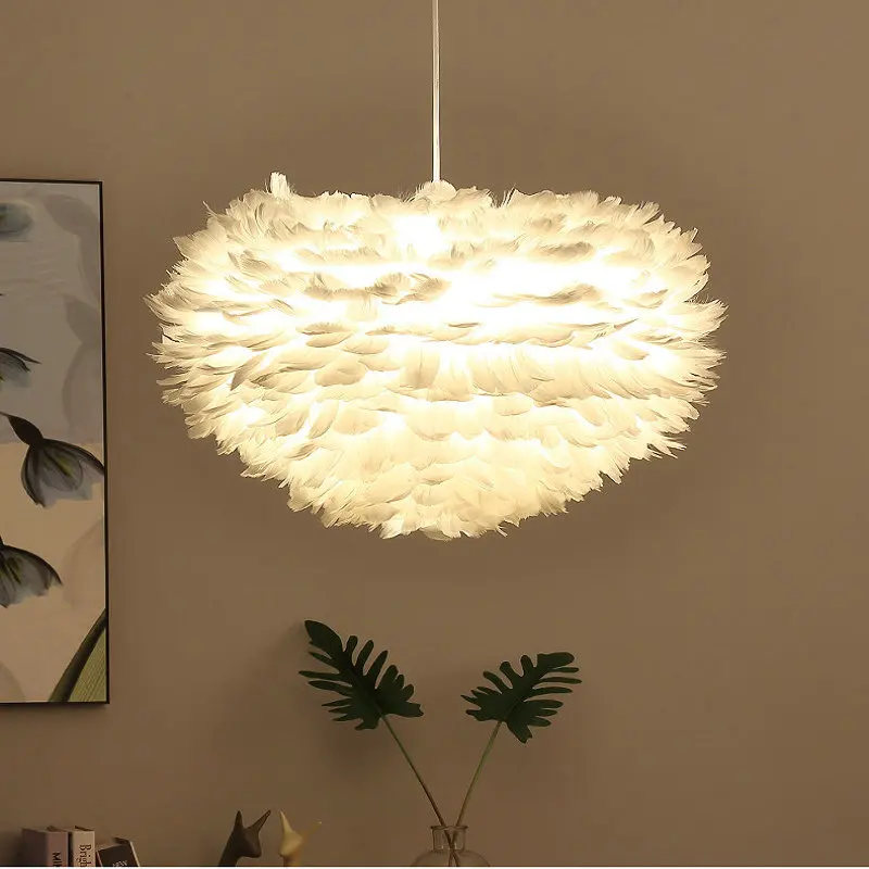 Подвесной светильник с перьями для гостиной спальни девочки комнаты кухни