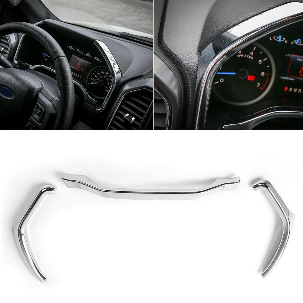 

For Ford F150 2015+ Chrome Dashboard Instrument Box Trim Strip Hot Sale