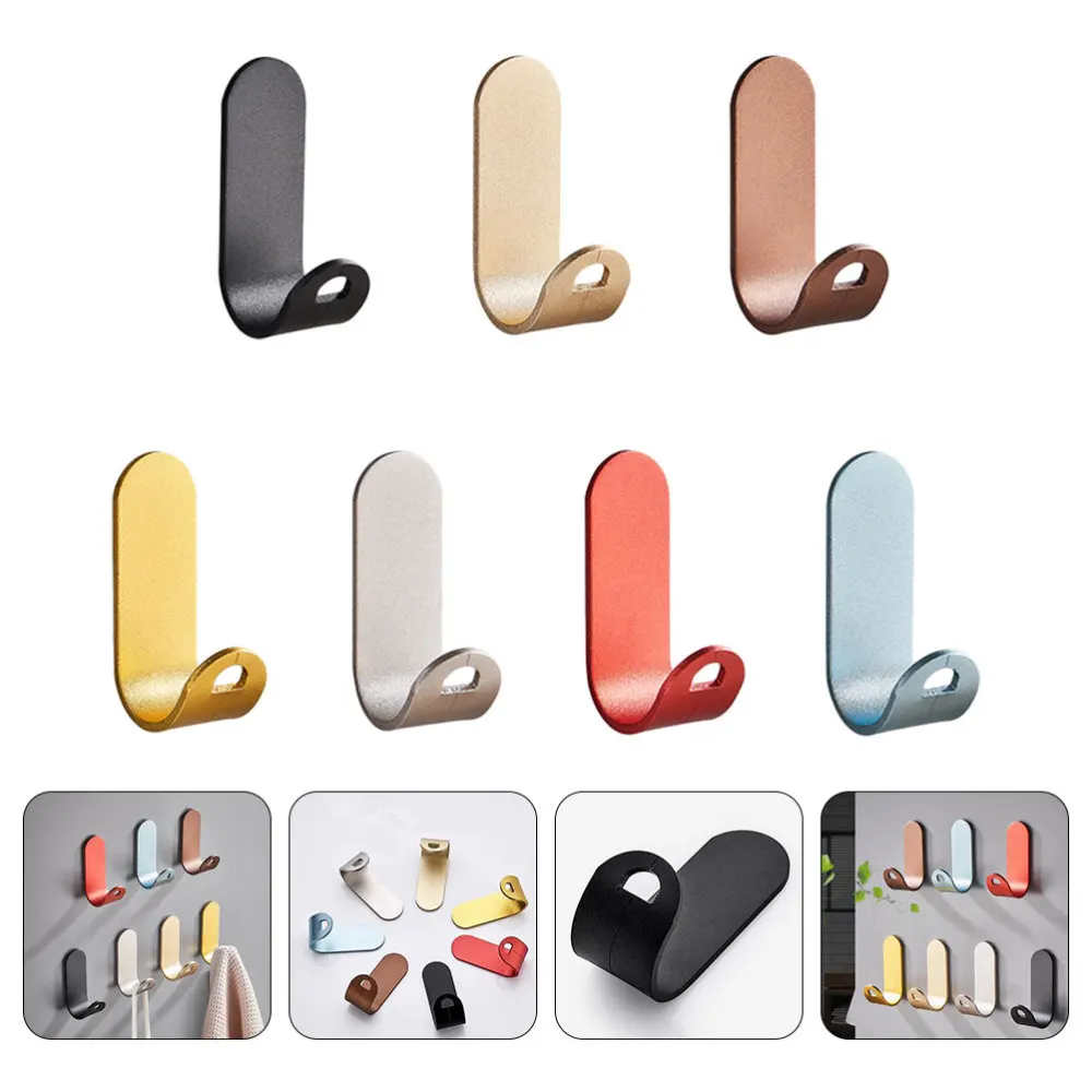 

7Pcs Practical Self-adhesive Hook Durable Bathroom Hook Home Aluminum Hook