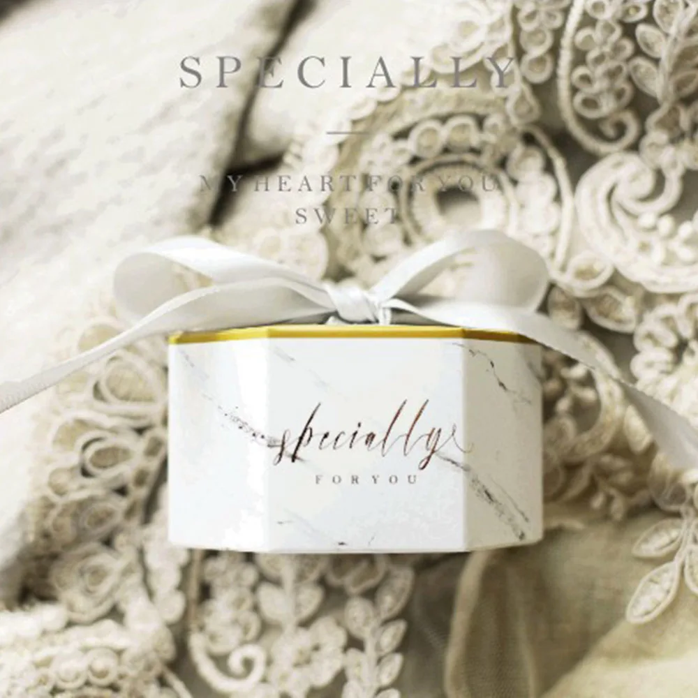 Новый Мрамор шестигранник для свадебных сувениров и сладкий подарок сумки