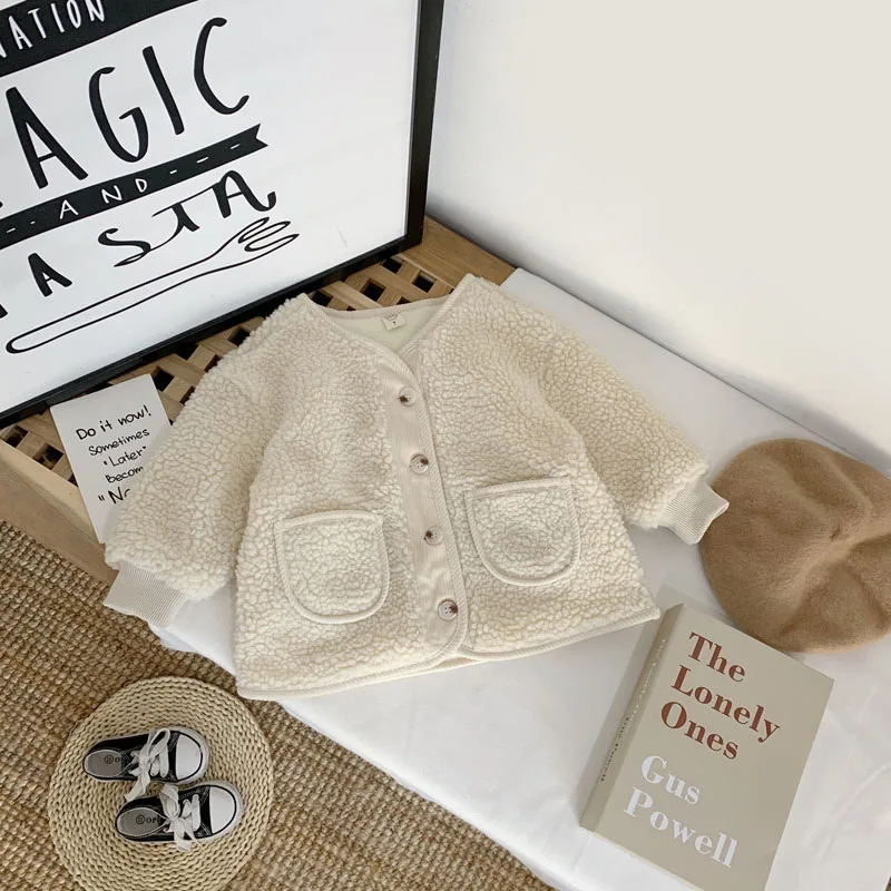 Теплые куртки для девочек Сезон осень зима Овечья шерсть Детское пальто детей