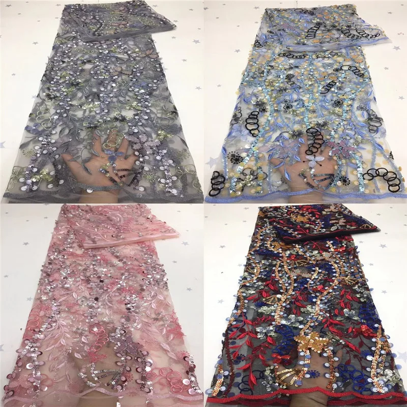 

Sequins Lace Tulle African Lace Fabric High Quality French Mesh Lace Fabric Nigerian Net Lace Fabric for Wedding Dress