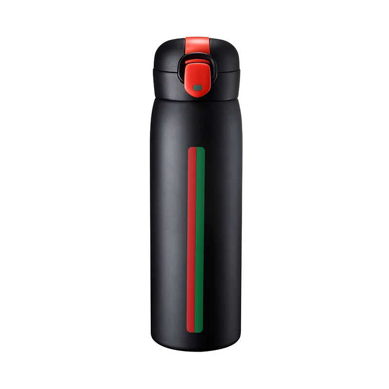 Черный Stainless Steel Vacuum Insulated Thermos Mug Water Bottle Tumbler Office Coffee Tea Thermal Cup Leakproof Travel Portable 520ml - Цвет: Черный