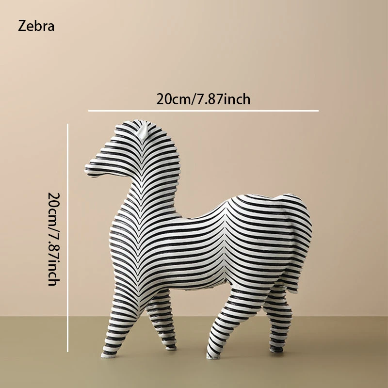 

Nordic Black And White Stripes Abstract Art Resin Animal Ornaments Room Porch Hotel Home Decoration Crafts Accessories