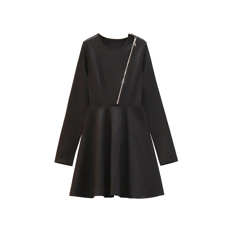 

Женское платье с молнией размера плюс с длинным рукавом повседневное короткое платье для женщин трапециевидной формы элегантная уличная о...