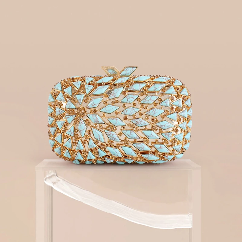 Вечерняя сумочка-Кошелек из натурального камня и зеленого агата ручная