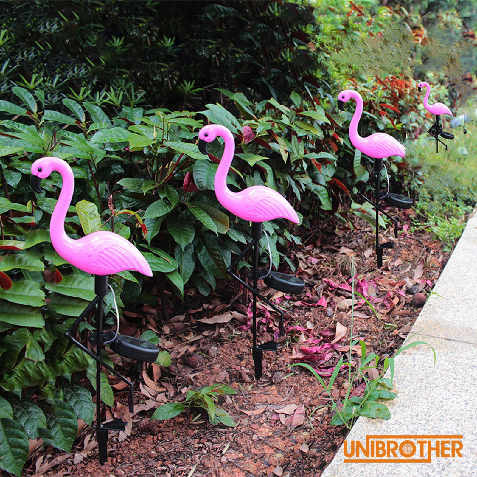 

Светодиодный фонарь на солнечной батарее, водонепроницаемый садовый светильник для газона с фламинго, декоративное освещение для вечерино...