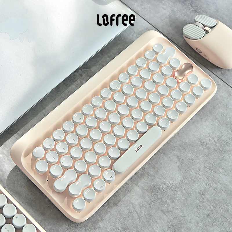

Новая беспроводная bluetooth-клавиатура Lofree Dot с молочным чаем и светодиодной подсветкой, механическая Офисная Клавиатура для Ipad, MAC, ноутбука