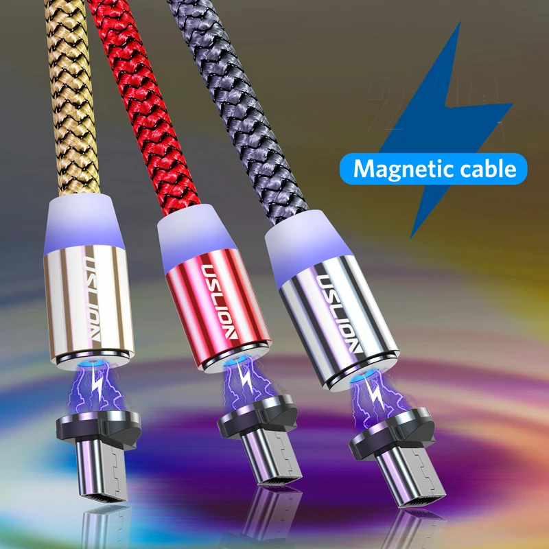 

USLION 3M Magnetic Micro USB Cable For Samsung S10 Type-c Charging Charge Magnet Charger Adapter USB Type C Mobile Phone Cables