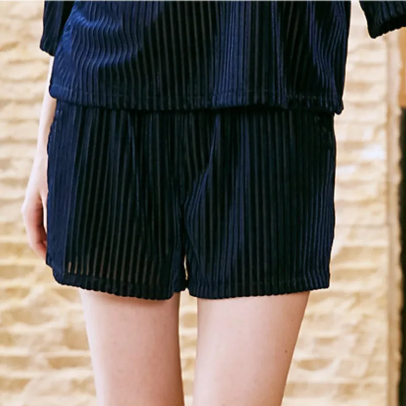 Женский пижамный комплект однотонная Вельветовая одежда для сна с круглым