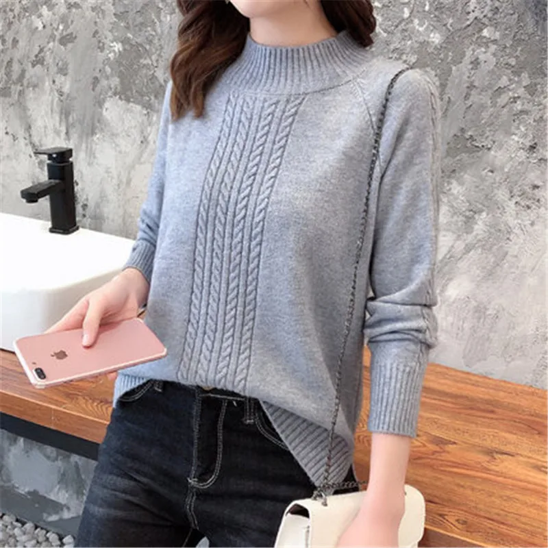 Осенний свитер Женский Зимний пуловер теплый тканевый удобный модный вязаный