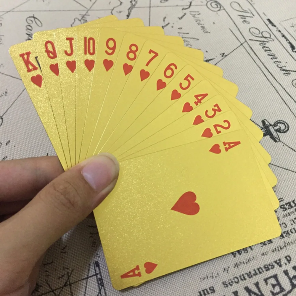 24 к золотые игральные карты пластиковый Покер Игра палубная Фольга Набор для игры в покер волшебные карты Водонепрони
