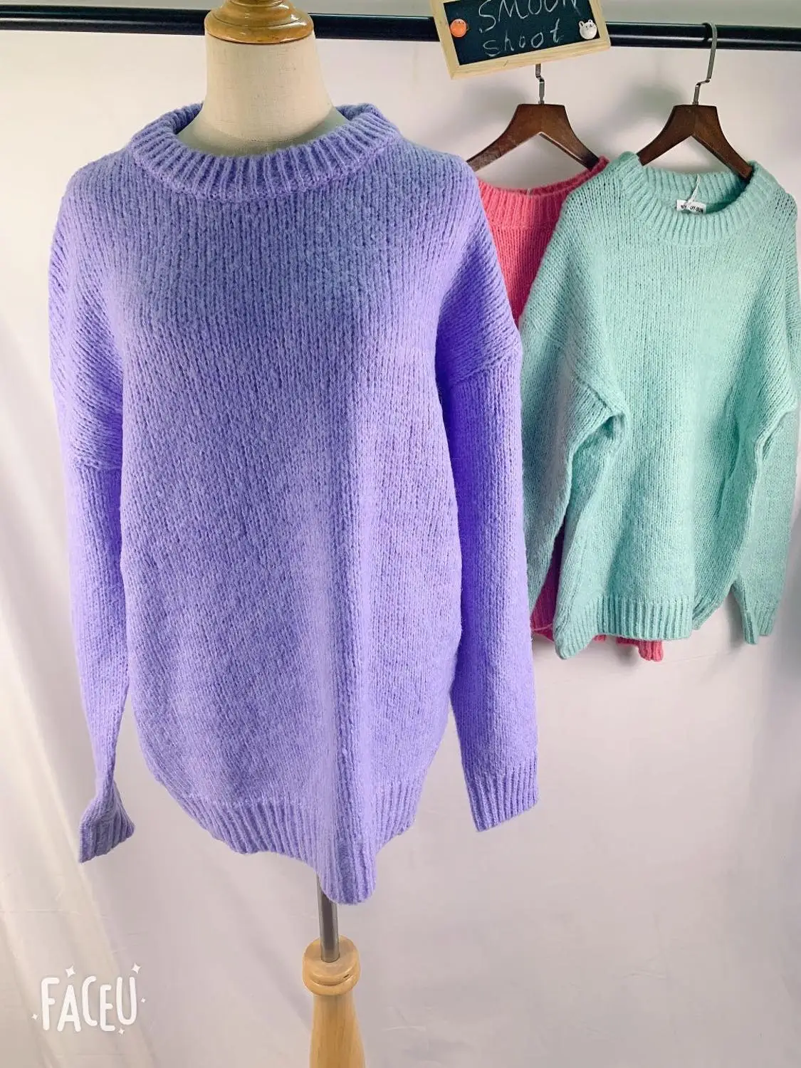 

New blue Winter Sweater Women Pullover Girls Tops Vintage Purple Autumn Elegant Female Knitted Outerwear Warm Sweater Oversize