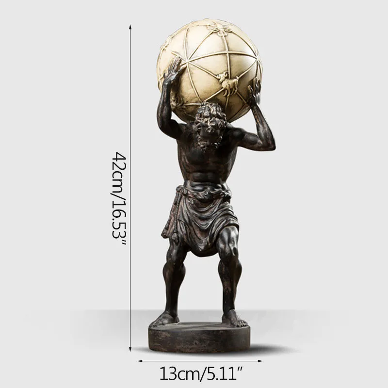 

European Archaize Myth Character Atlas Statue Vintage Resin Character Sculpture Desktop Ornament Home Decoration Accessories
