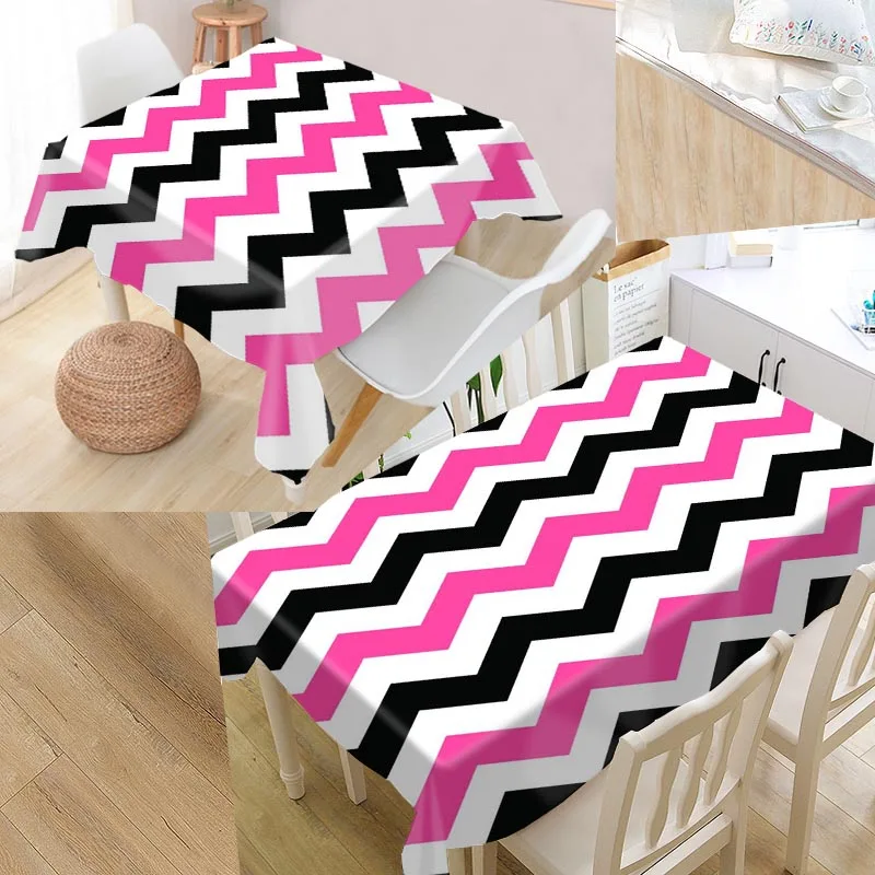 

Chevron Pattern Custom Table Cloth Oxford Fabric Rectangular Waterproof Oilproof Table Cover Family Party Tablecloth