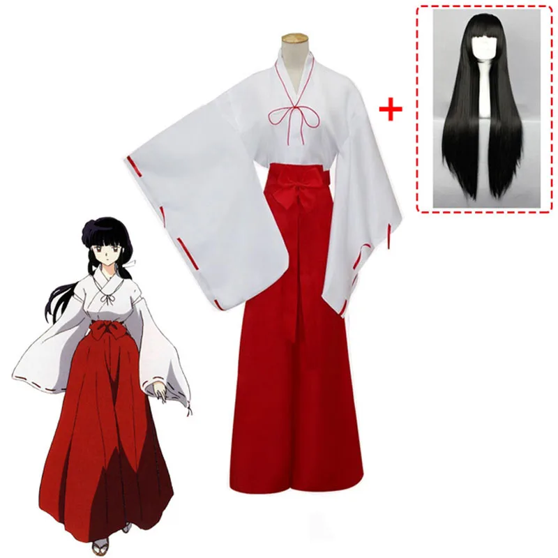 Кимоно для косплея InuYasha Kikyo Miko костюм японской ведьмы женское белое кимоно