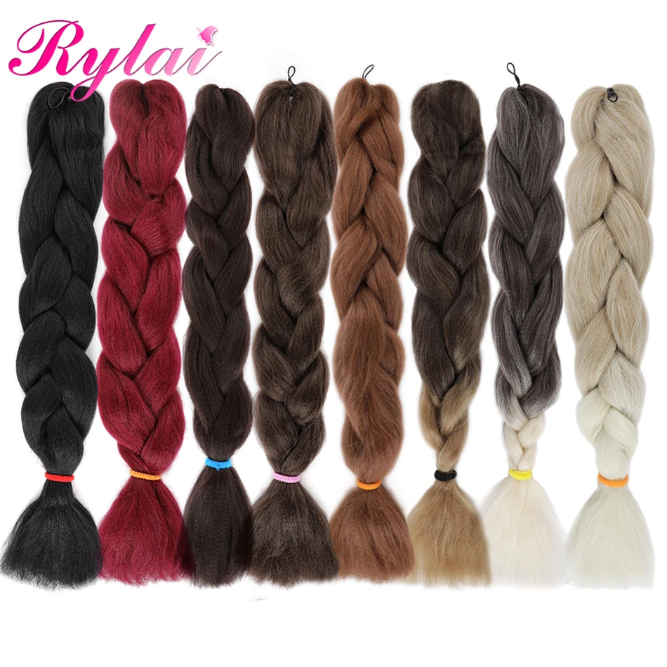 RYLAI Джамбо косички синтетические волосы с флуоресценцией высокой температуры