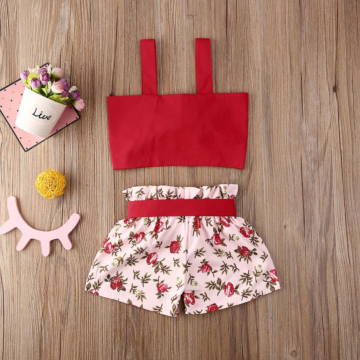 Комплект одежды Imcute для маленьких девочек из 2 предметов однотонный топ без