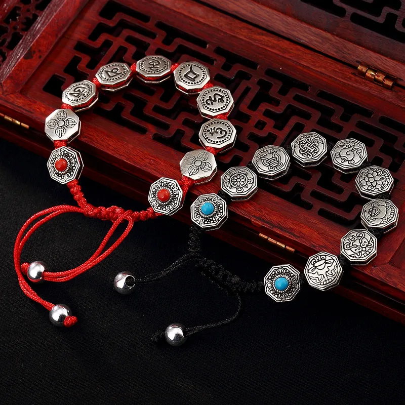 Настоящее серебро 925 пробы браслеты унисекс ручная плетеная веревка шесть слов