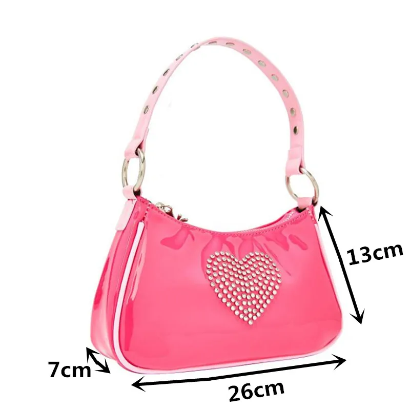 Летняя Новинка 2020 года Лакированная кожа Стразы для девочек Сумочка-Багет из