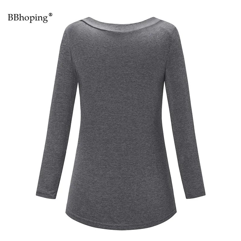 Топы для кормящих матерей серого цвета повседневные рубашки с длинным рукавом и