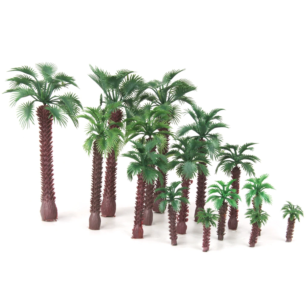 

15 Pieces Layout Model Railroad Palm Trees Scale HO OO Railroad Landscape Scenery