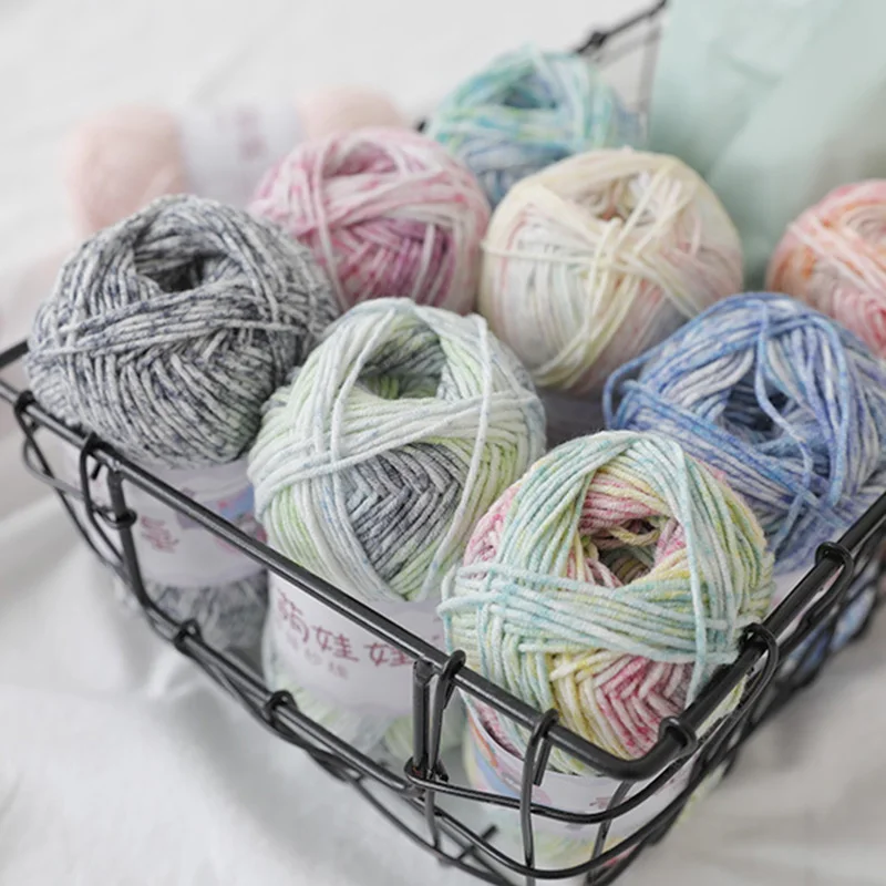 Молочный хлопок сегментная окрашенная пряжа яркий цвет Радужный спрей в горошек