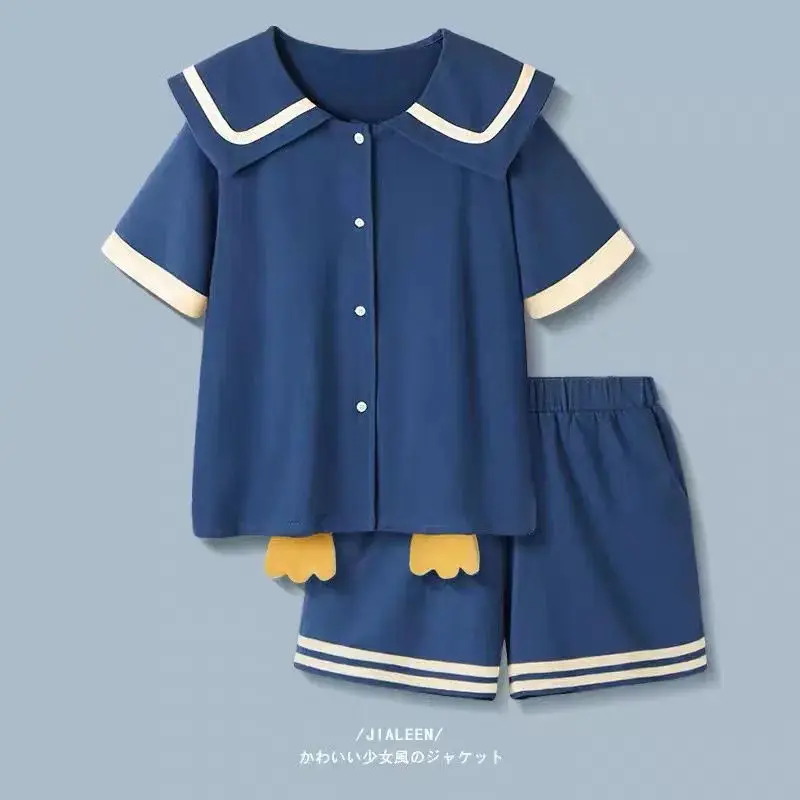 Pajamas Pajamas Skirt Female Summer Cotton High-grade Cotton Short-sleeved Long Student Ins Cute Home Wear Summer